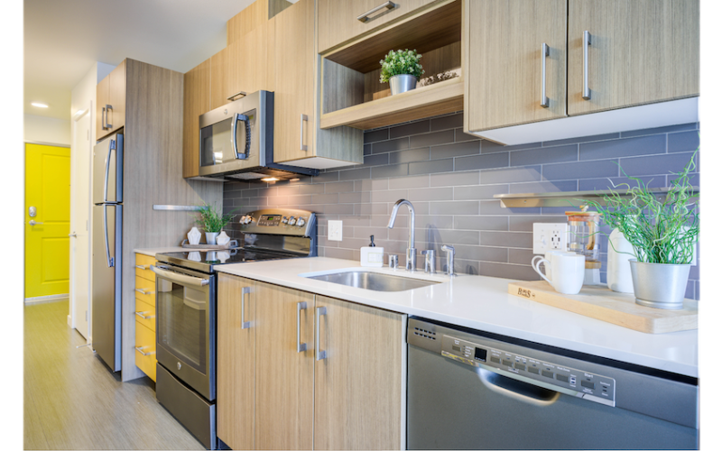 Well-lit kitchen with ample counter space