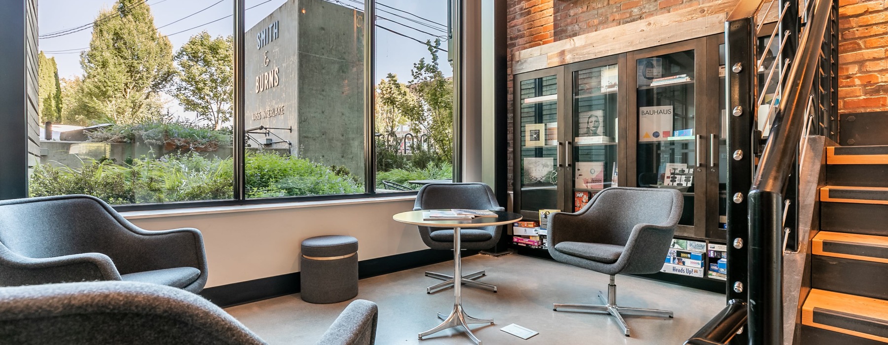 lounge area with modern decor and ample seating