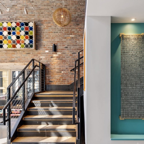 A Lobby Designed to Impress Modern apartment lobby at Smith & Burns Seattle apartments