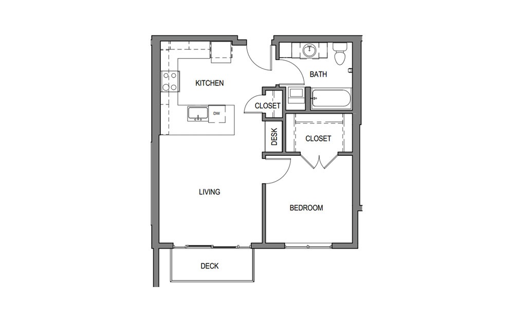 1x1 D3 - 1 bedroom floorplan layout with 1 bath and 652 to 713 square feet. 1x1 D3 - 1 bedroom floorplan layout with 1 bath and 652 to 713 square feet.
