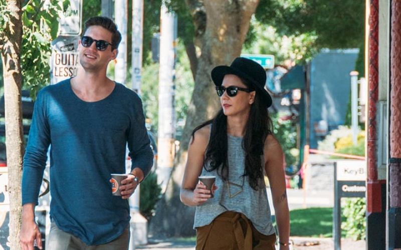 Close to the center of everything a couple drinking coffee